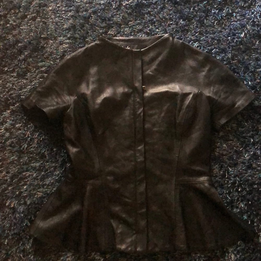 Black Leather Peplum Jacket